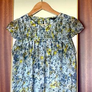 Banana Republic ruched sleeveless printed top